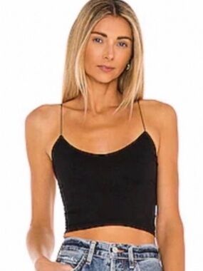 Free People Black Spaghetti Strap Crop Cami